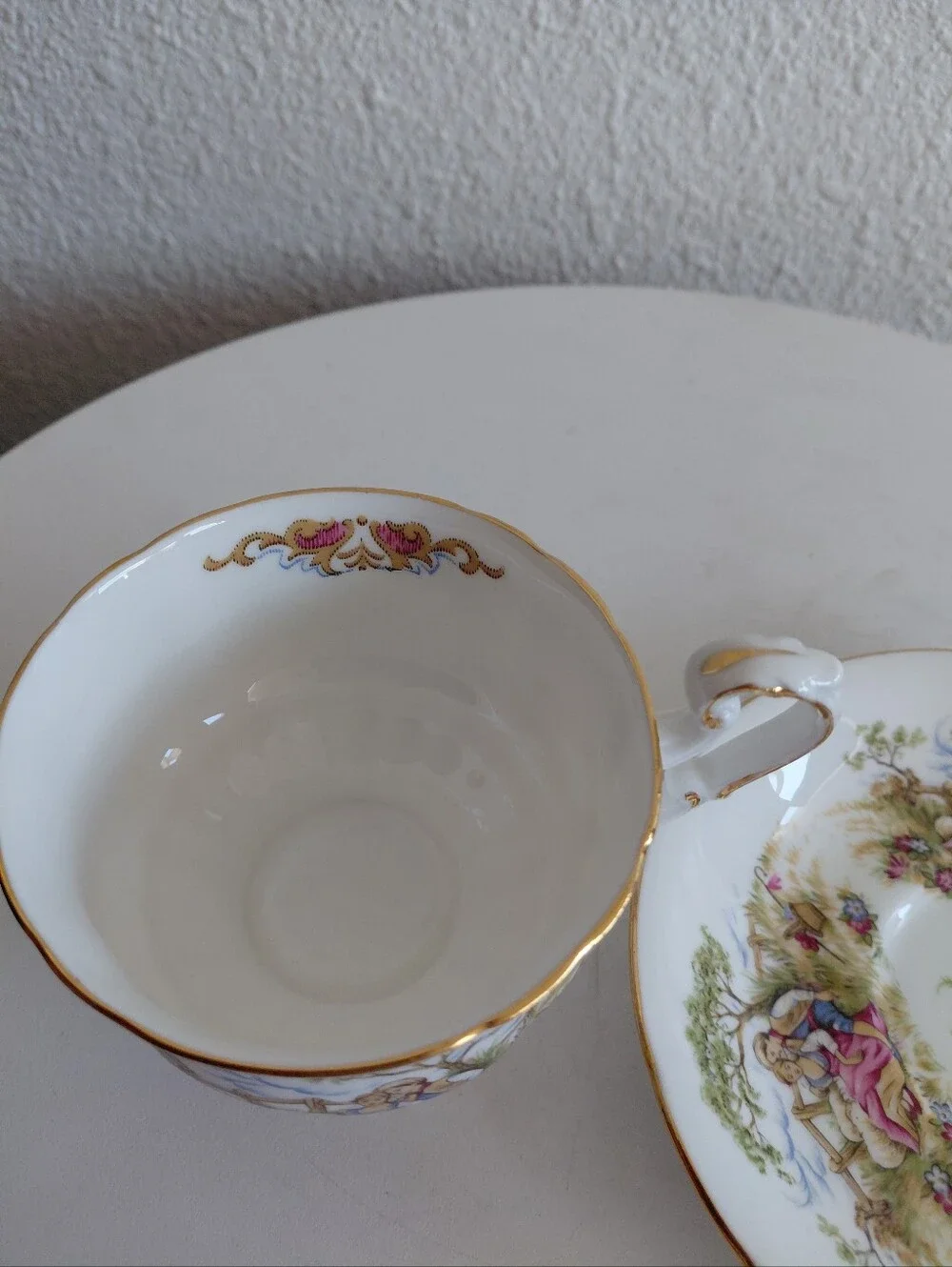 Vtg 1960s ROYAL CREST Fine Bone China FIRST LOVE Colonial Tea Cup&Saucer England
